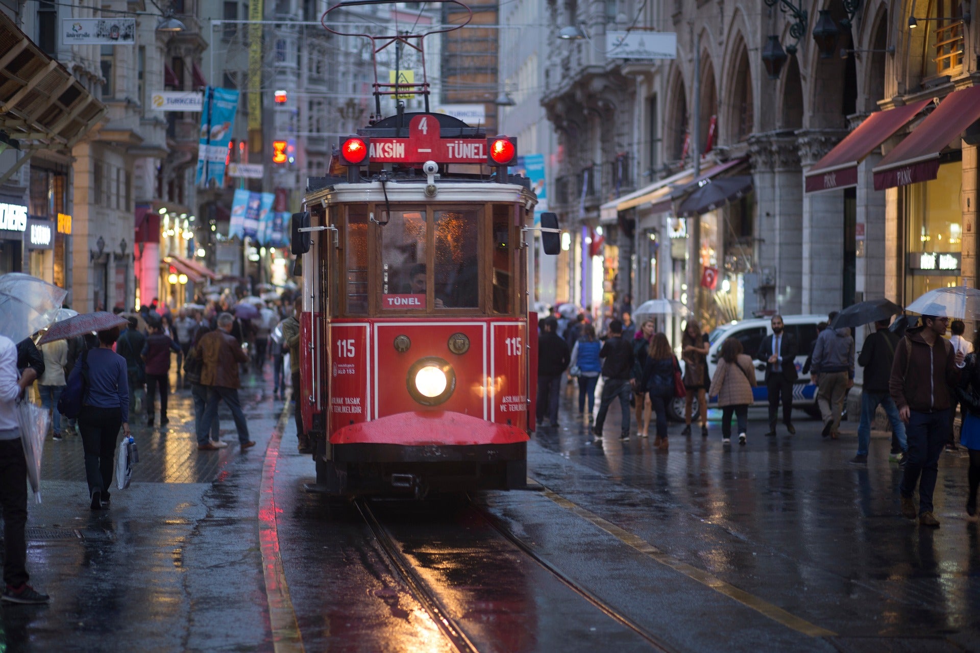 Nostalgic Taksim tramcar in Beyoglu, Istanbul