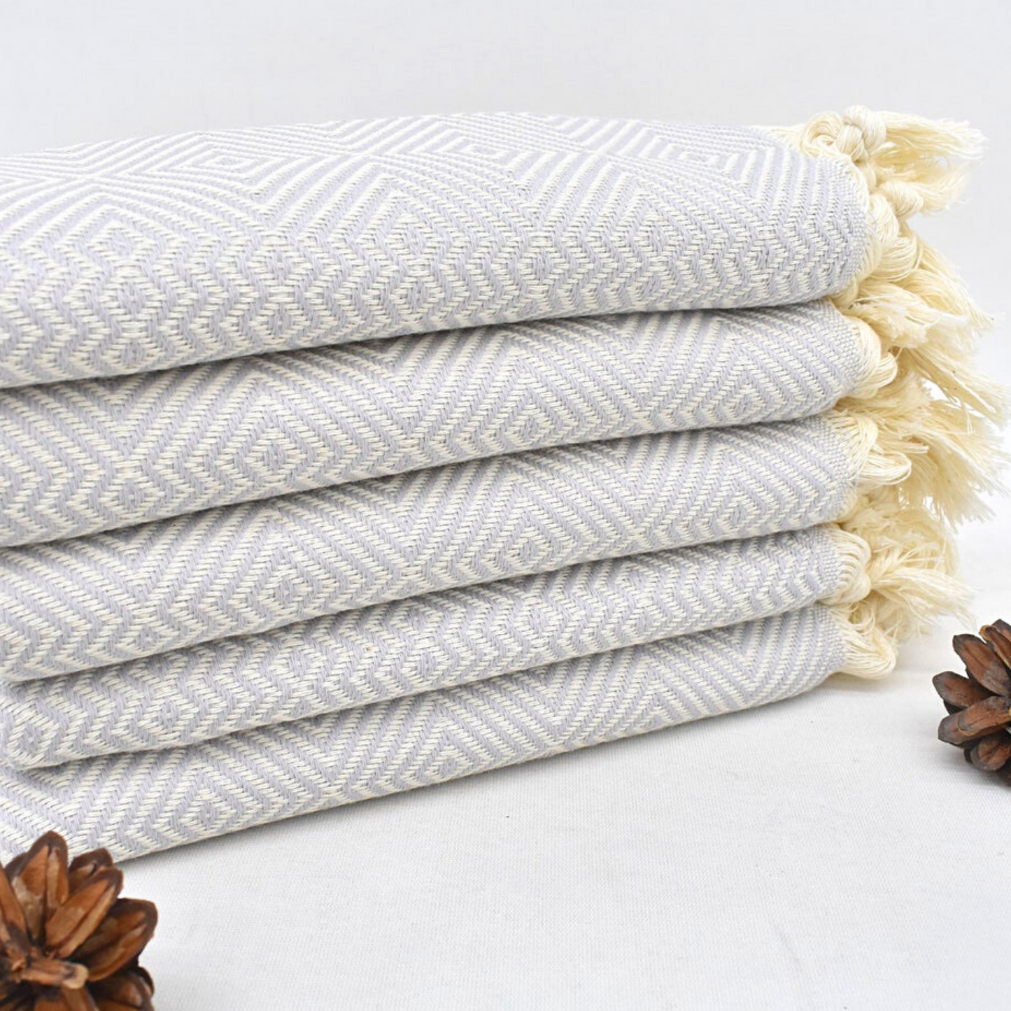 FINE PASHA Turkish Kitchen Towels in light silver grey