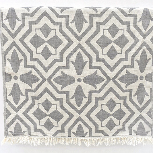 Grey TULIP Turkish Kitchen Towel hanging
