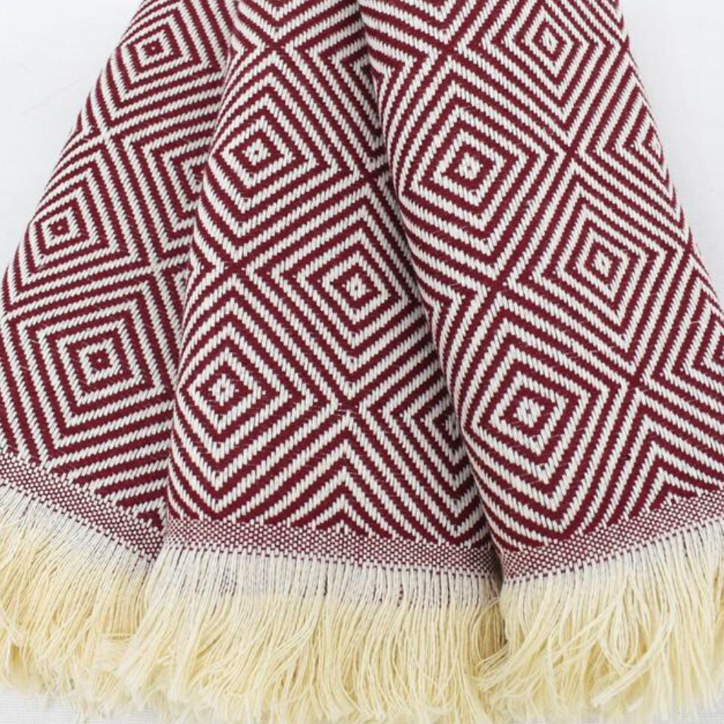 PASHA Turkish Kitchen Towels in burgundy colour