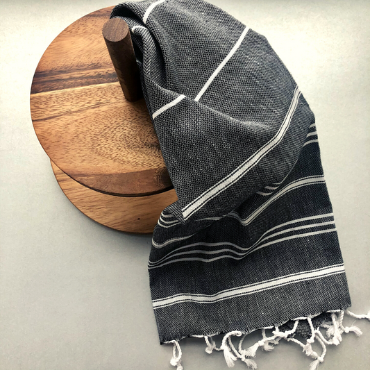 Black STRIPY Turkish Kitchen Towel