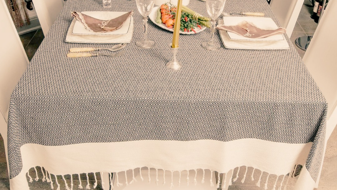 Turkish towel used as table cloth