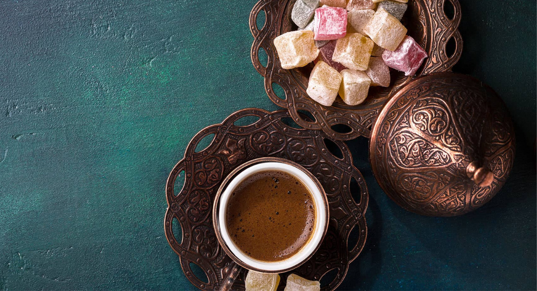 Turkish coffee served with Turkish delight