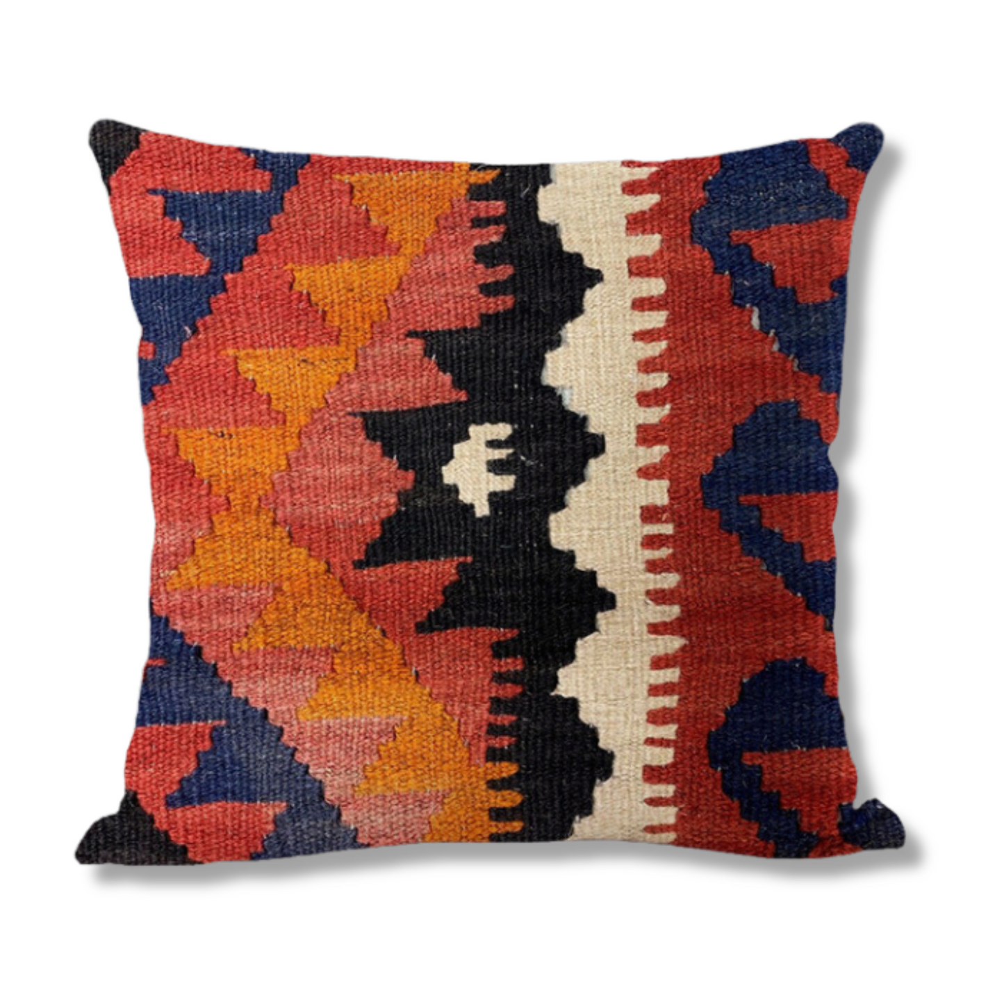 Vertical kilim design cushion cover in bohemian earthy colours