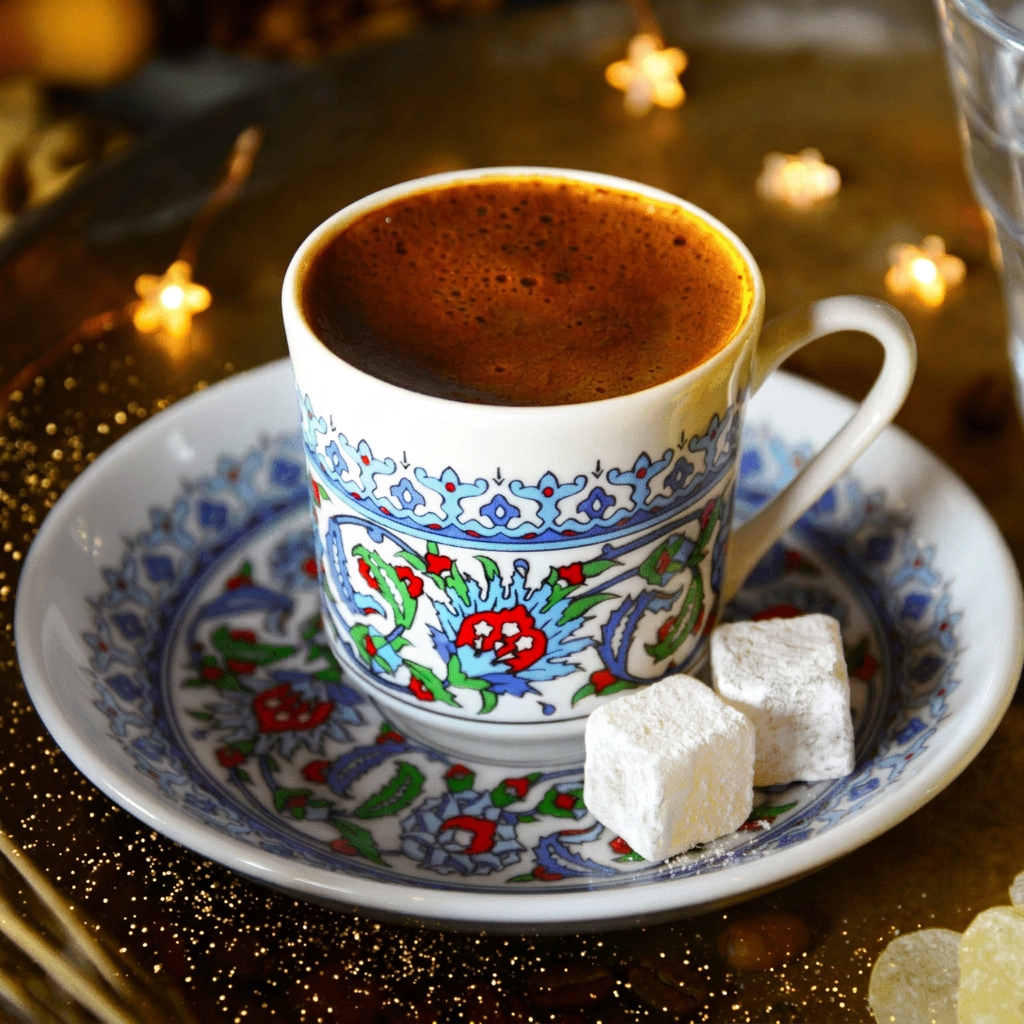 Traditional Turkish coffee with mastic flavour for Christmas