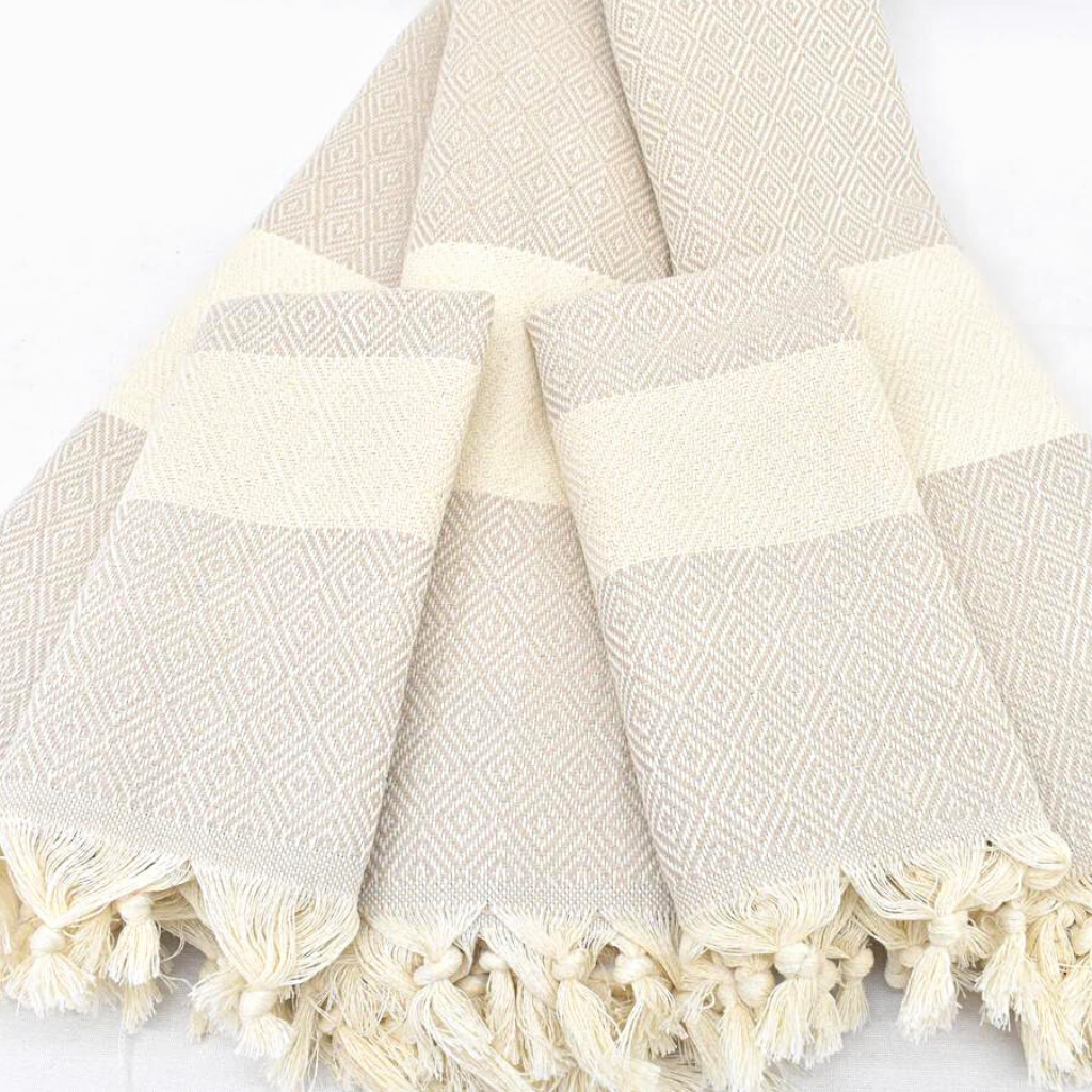 SULTAN Turkish Hand Towels in beige colour