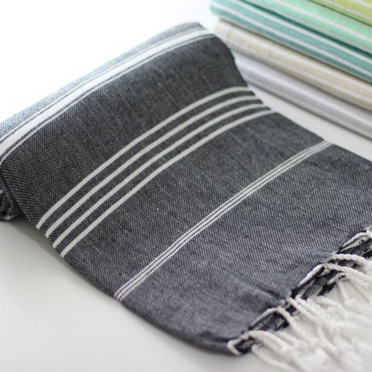 CLASSIC Turkish Towel in black with white stripes