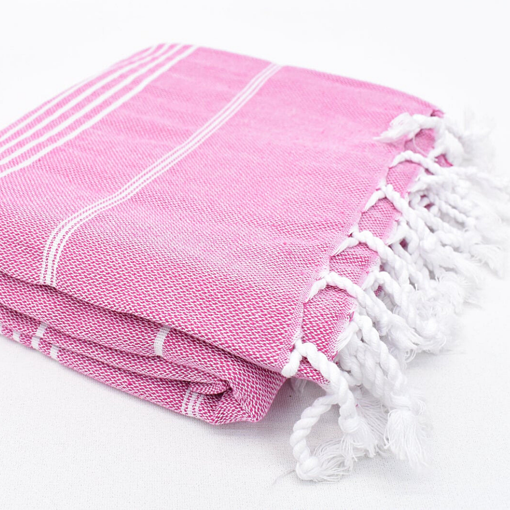 CLASSIC Turkish Towel in pink with white stripes