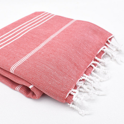 CLASSIC Turkish Towel in red with white stripes