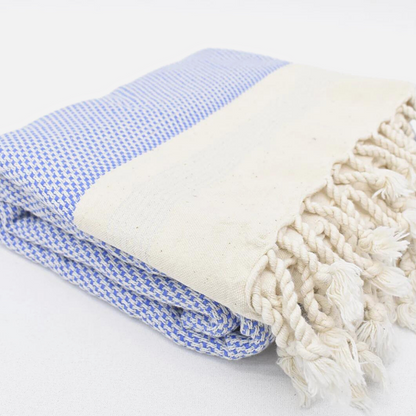 Folded HONEYCOMB Turkish Towel in lapis blue