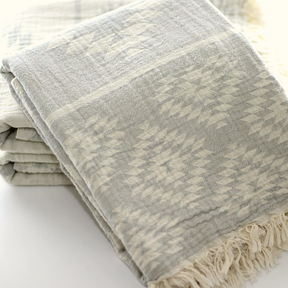 Light grey reversible kilim design Turkish towels