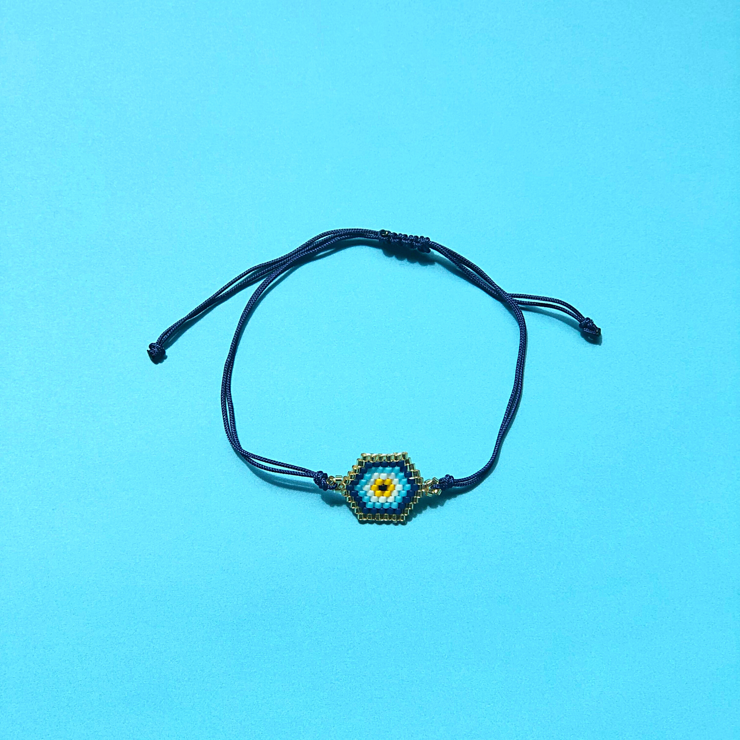 MARDIN EVIL EYE cord bracelet hand-woven with miyuki beads
