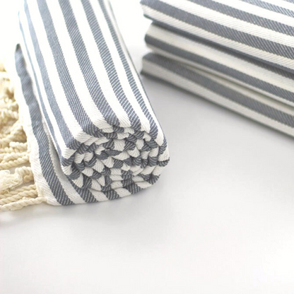 MEDITERRANEAN Turkish Bath Towel with grey stripes