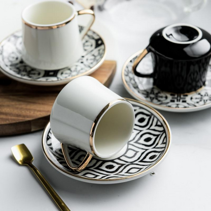MODERN Turkish Coffee Cups in black & white