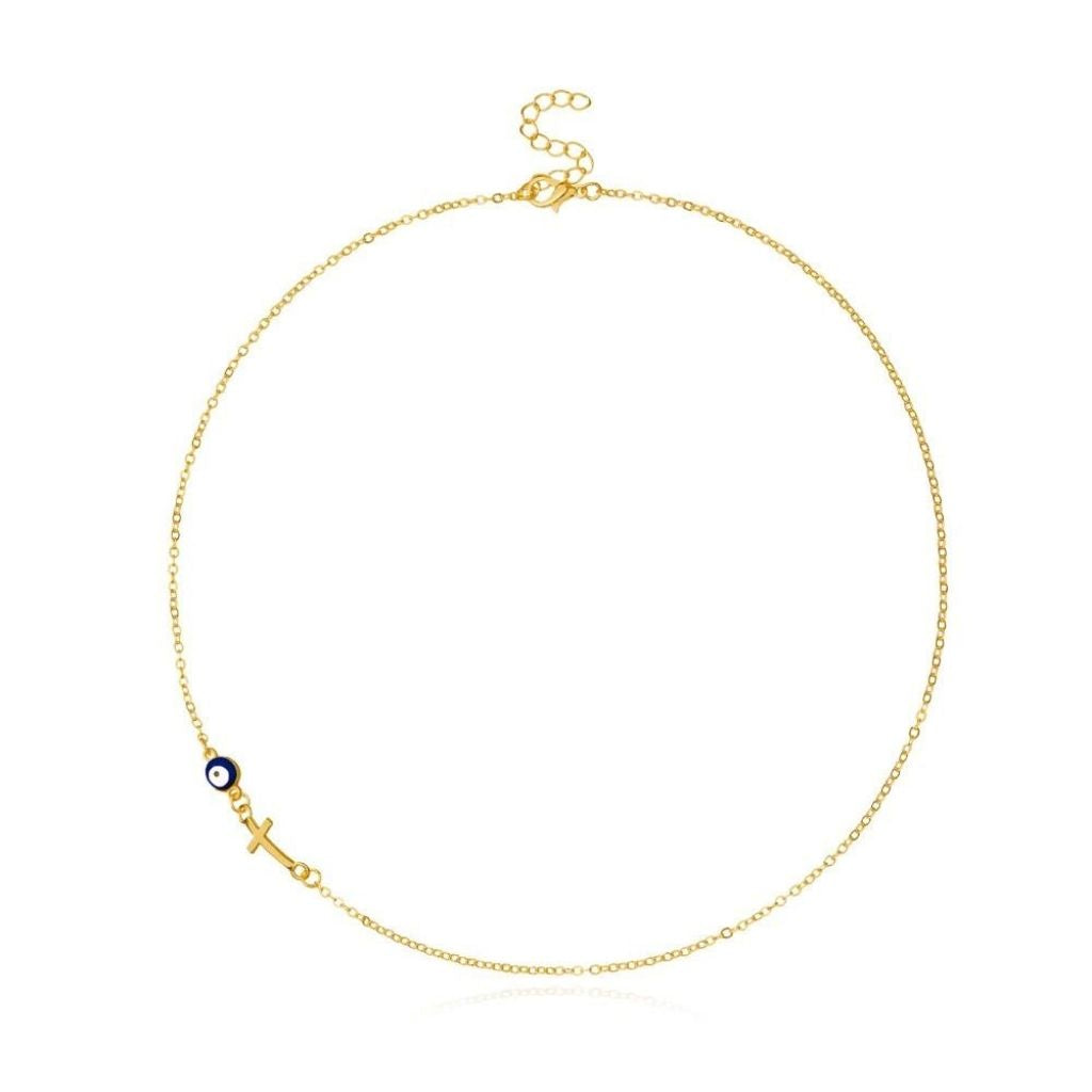 NAZAR Evil Eye Cross Necklace in gold colour