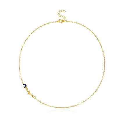 NAZAR Evil Eye Cross Necklace in gold colour