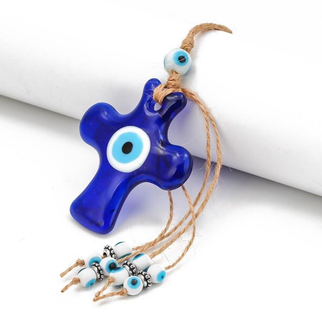 NAZAR Evil Eye Cross Wall Hanging on table