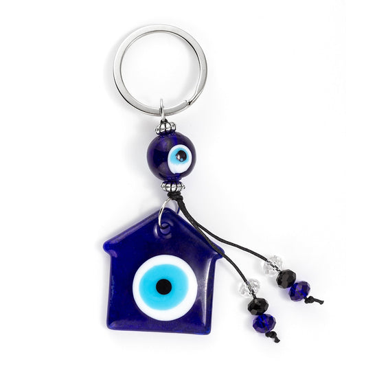 NAZAR Lucky Eye House Keychain with Turkish evil eye design