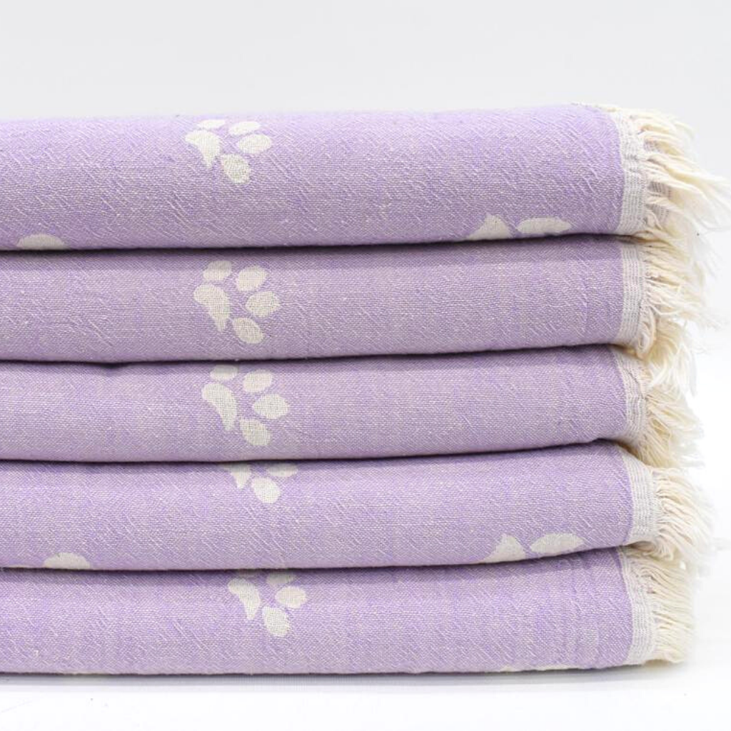 Folded lilac PAWS Turkish Towels