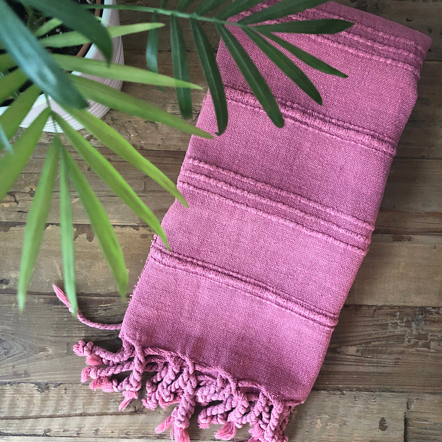 STONEWASHED Turkish Hand Towel in pink clay colour