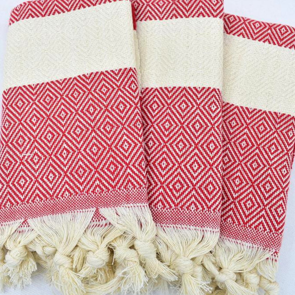 SULTAN Turkish Hand Towels in red