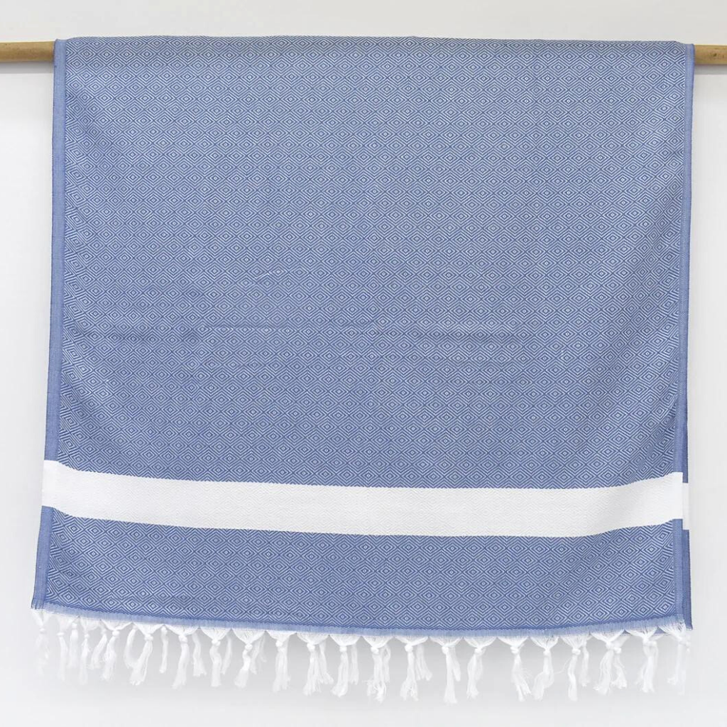 Hanging blue SULTAN Turkish Towel