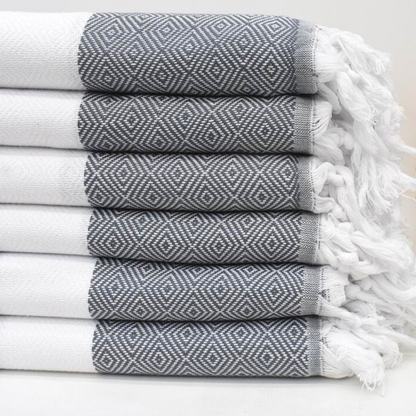 SULTAN Turkish Towels folded in grey