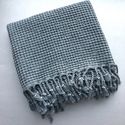 Grey WAFFLE Turkish Towel folded