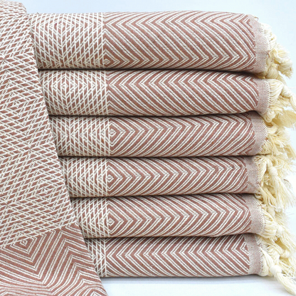 Folded CINNAMON brown SULTAN Turkish Blankets 